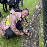 Students showing their repspects at Stockton Garden of Remembrance.