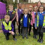 Students showing their repspects at Stockton Garden of Remembrance.